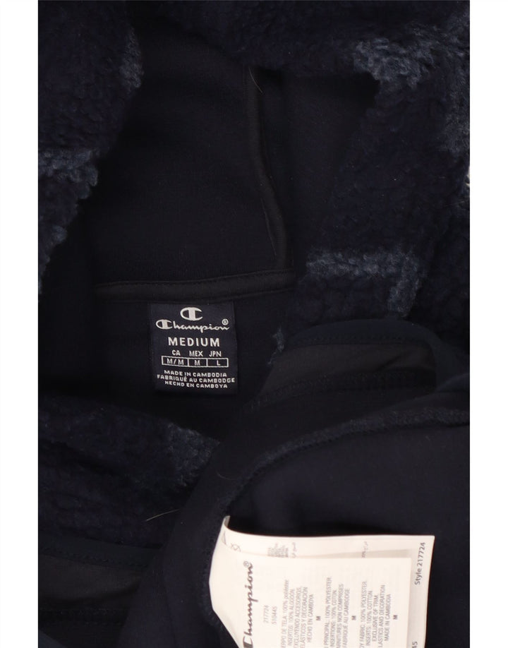 Jumper masculino de lã com capuz gráfico Champion médio azul marinho poliéster