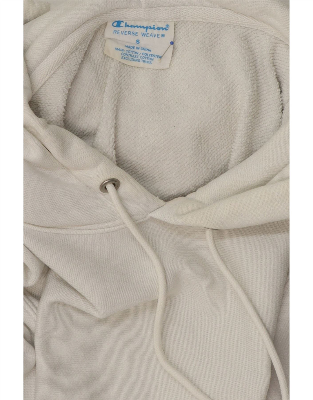 CHAMPION Suéter masculino com capuz e tecido reverso pequeno de algodão branco
