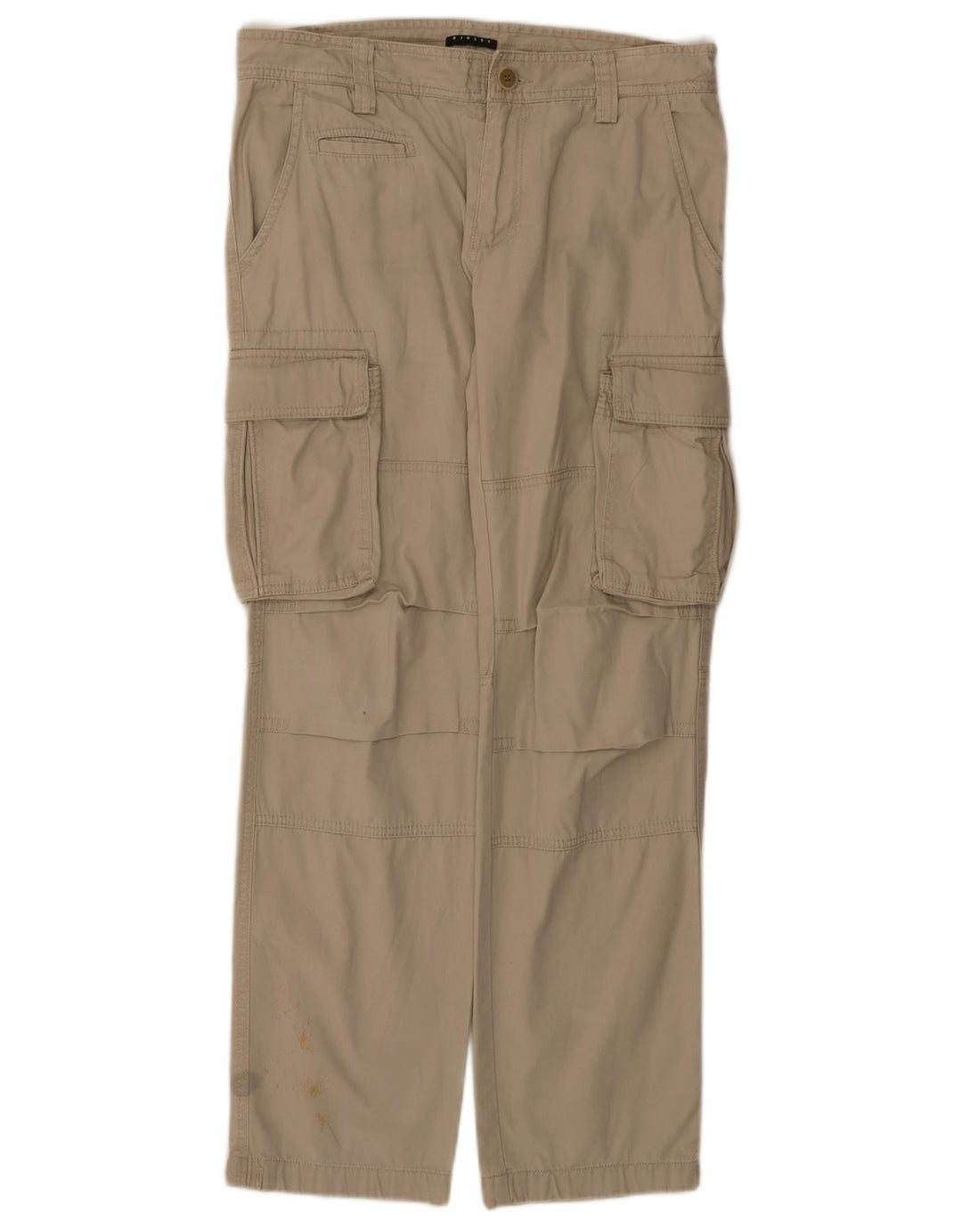 Calça cargo feminina Sisley reta IT 46 grande W32 L30 algodão bege