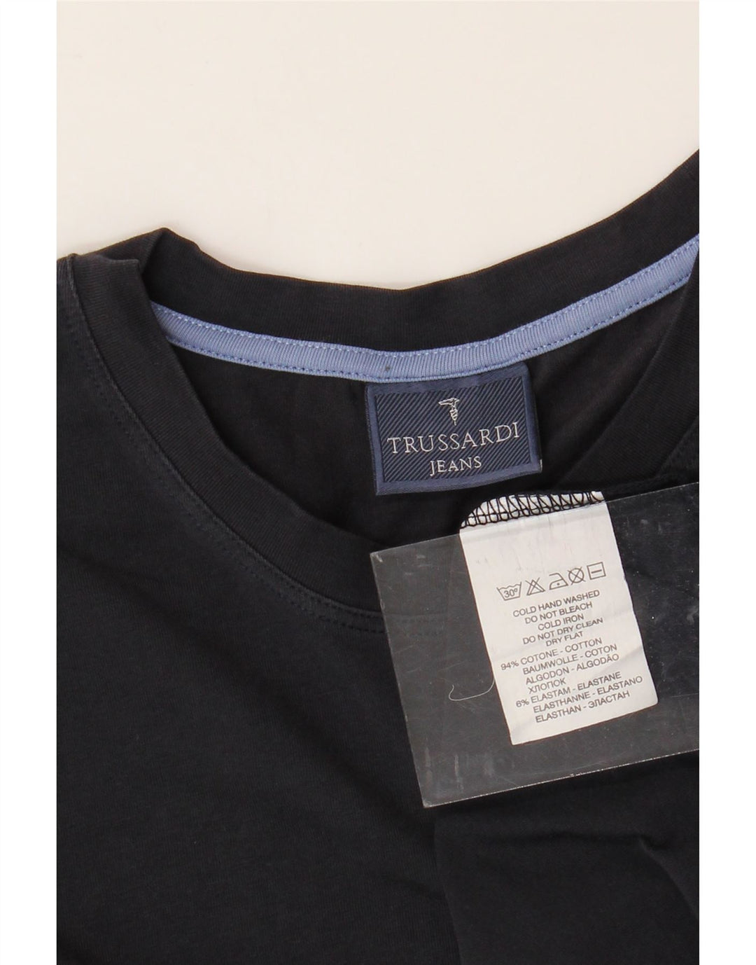 TRUSSARDI JEANS Camiseta masculina Top Médio Algodão Preto