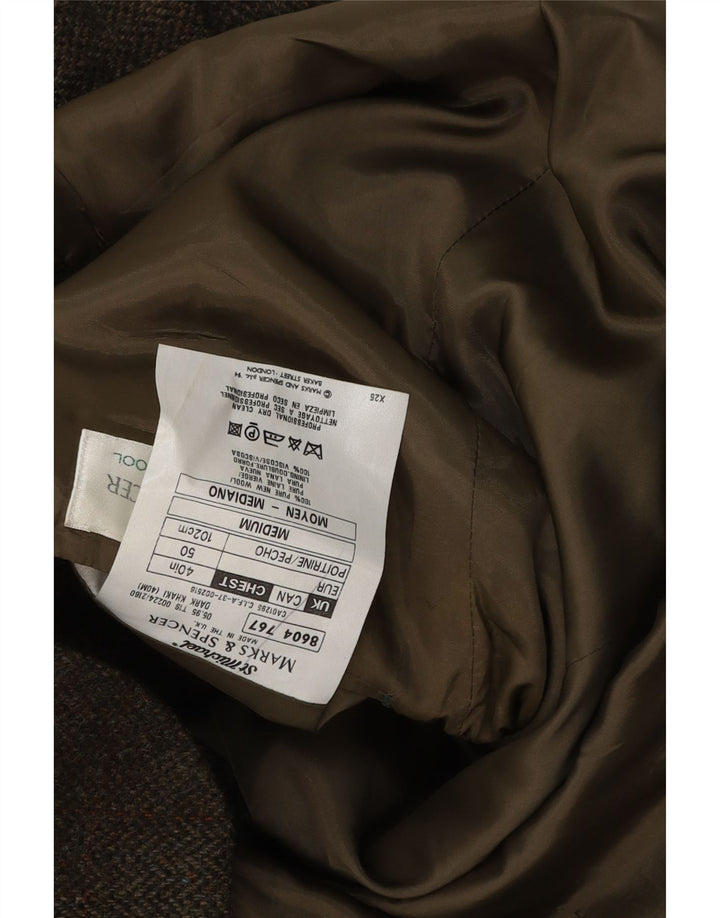 Jaqueta blazer masculina de 2 botões Marks & Spencer Reino Unido 40 xadrez cáqui grande