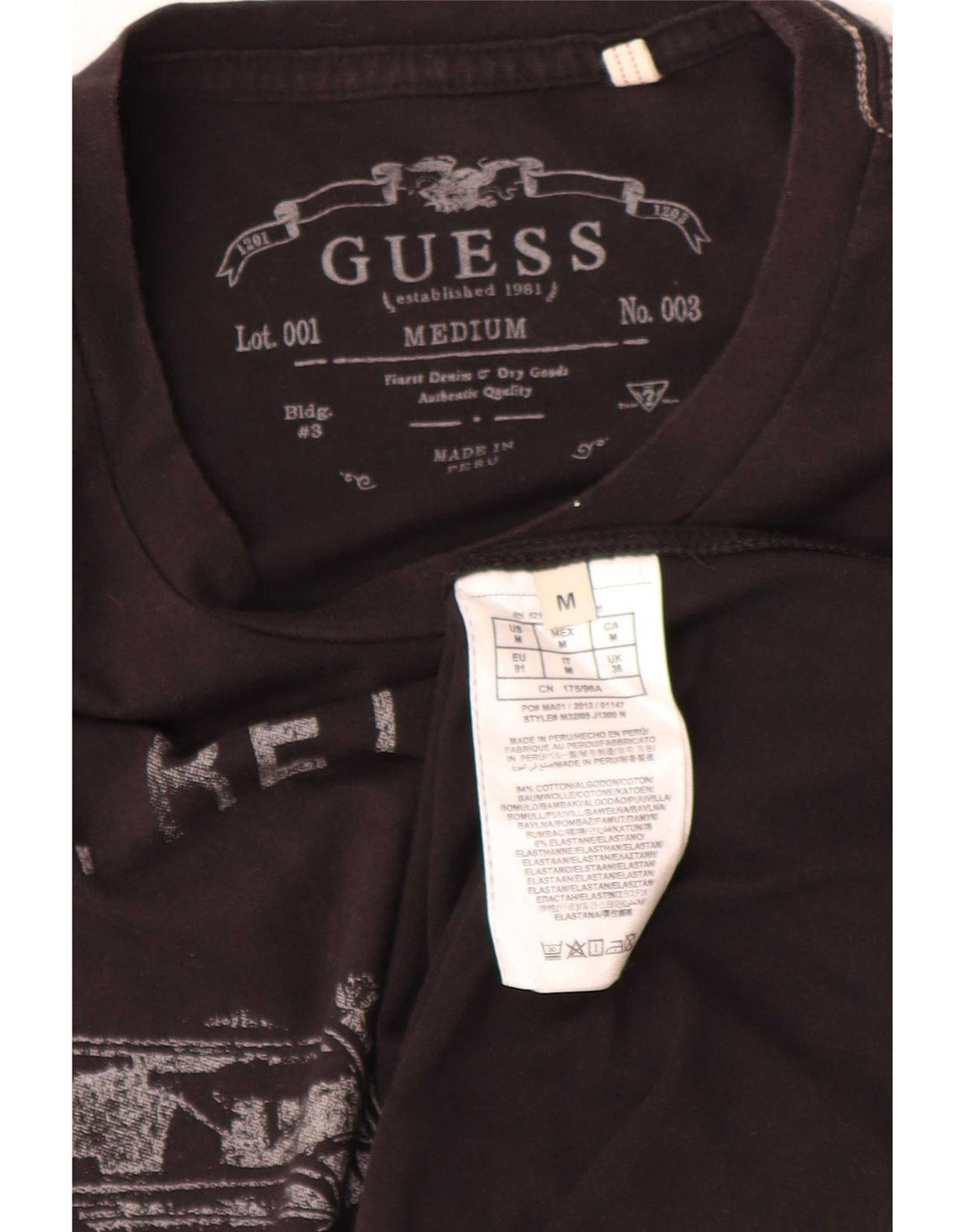 Camiseta masculina Guess com estampa regular, algodão preto médio