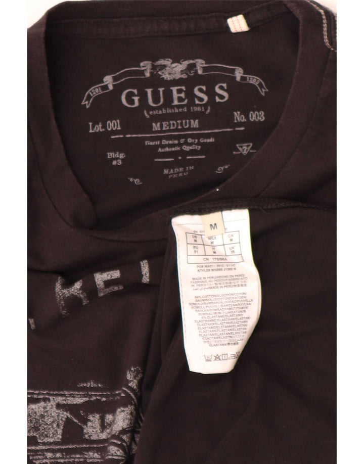 Camiseta masculina Guess com estampa regular, algodão preto médio
