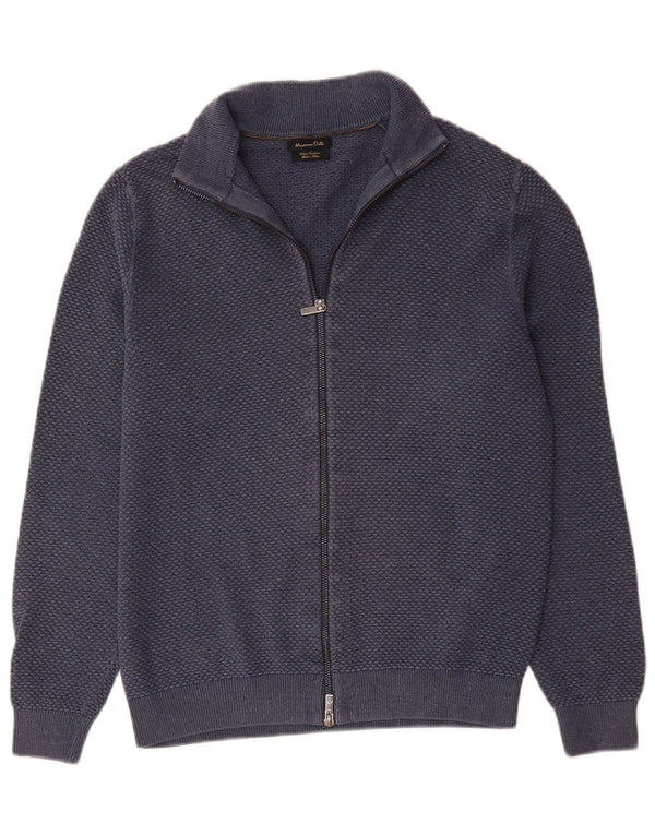 Suéter masculino Massimo Dutti com zíper completo e algodão azul marinho pequeno