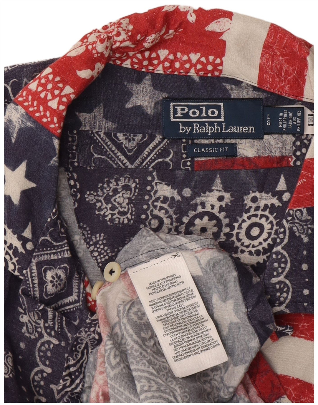 Polo Ralph Lauren Camisa masculina de manga curta grande patchwork azul marinho