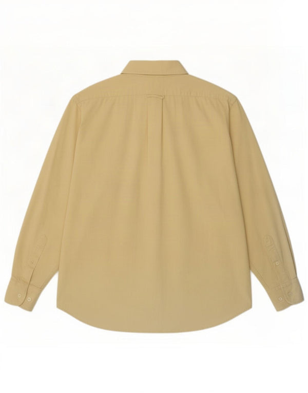 Camisa vintage masculina de veludo cotelê médio amarelo