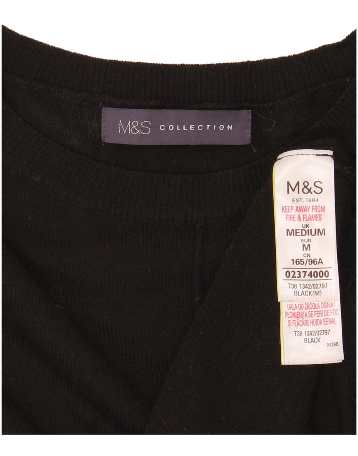 Suéter feminino Marks & Spencer com gola redonda Reino Unido 14 médio preto