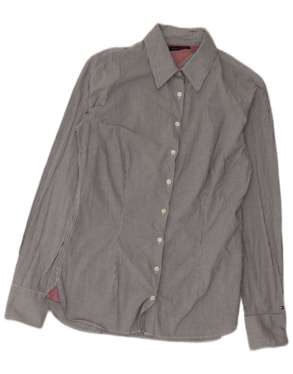 Camisa feminina Tommy Hilfiger EUA 6 algodão listrado cinza médio