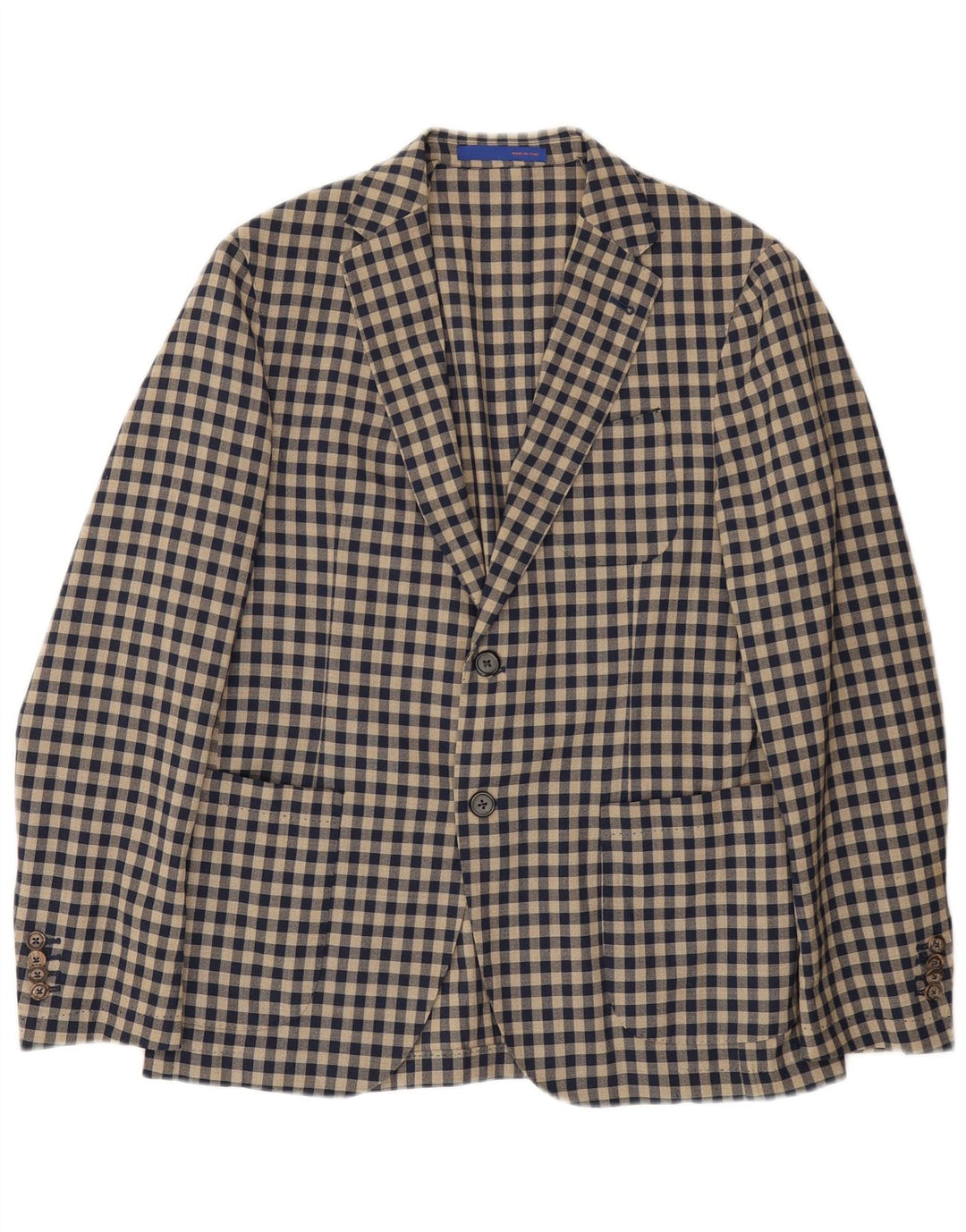 Jaqueta Blazer Masculina Angelico com 2 Botões IT 50 Lã Gingham Bege Grande
