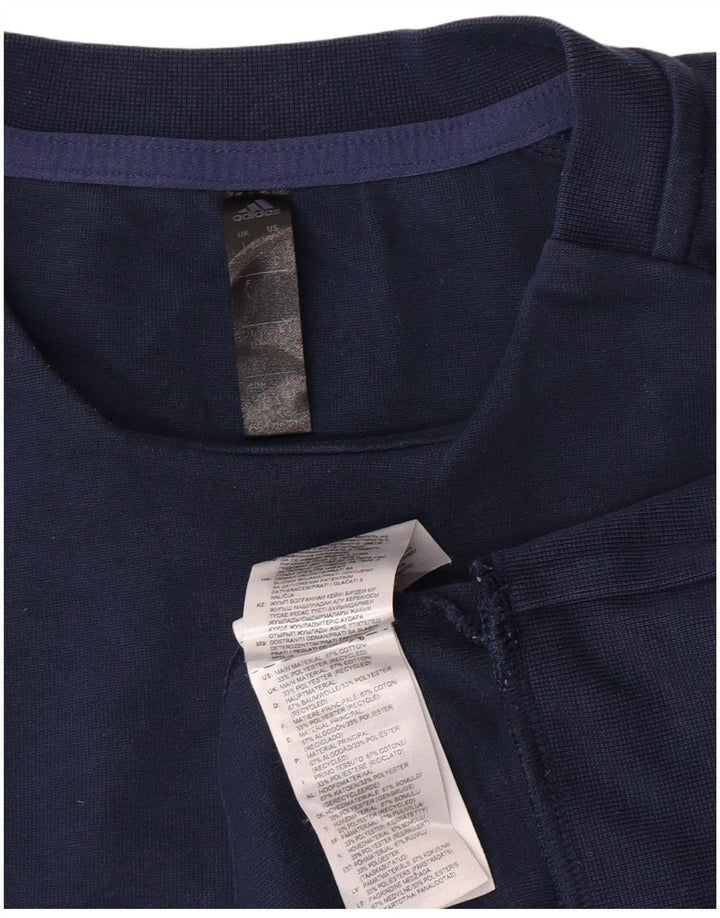 Adidas Mens Graphic Moletom Jumper Grande Algodão Azul Marinho