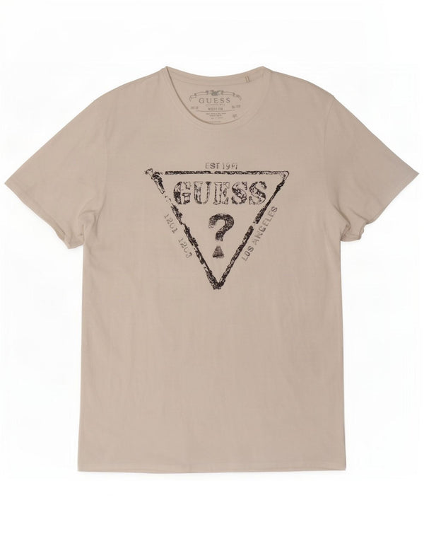 Guess Camiseta masculina gráfica Top médio branco