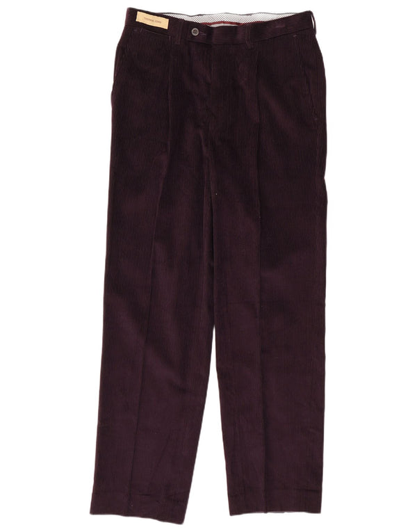 Calça masculina de veludo cotelê Marks & Spencer W32 L31 algodão roxo