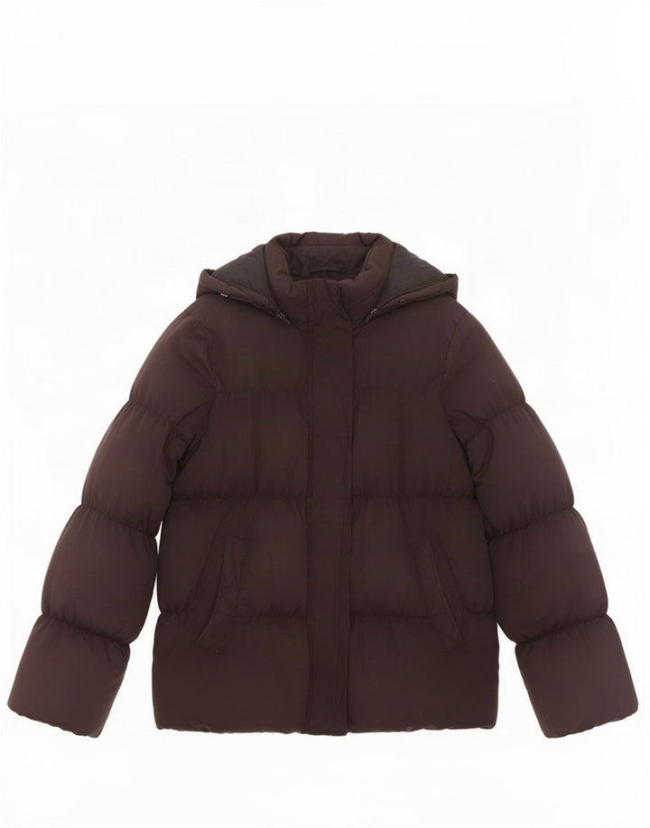 Jaqueta feminina acolchoada com capuz Gap UK 10 pequena preta