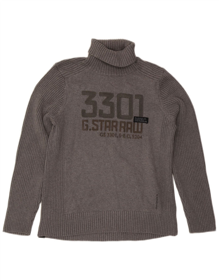 Suéter masculino G-Star com gola redonda e algodão cinza XL