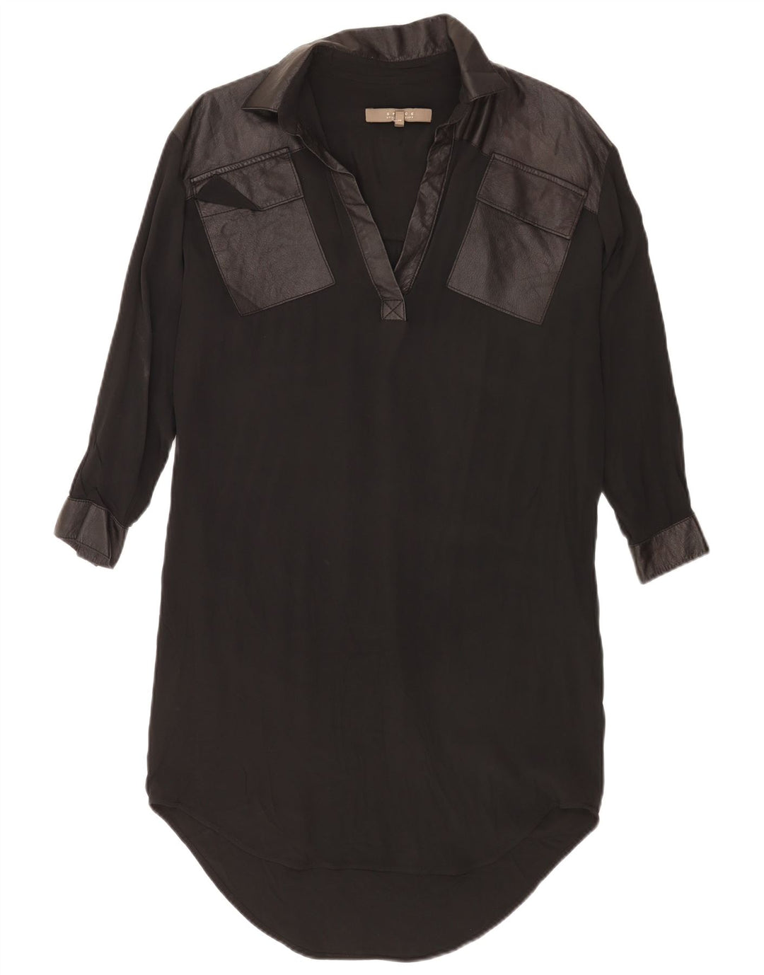 Vestido feminino vintage oversized UK 14 acetato preto médio