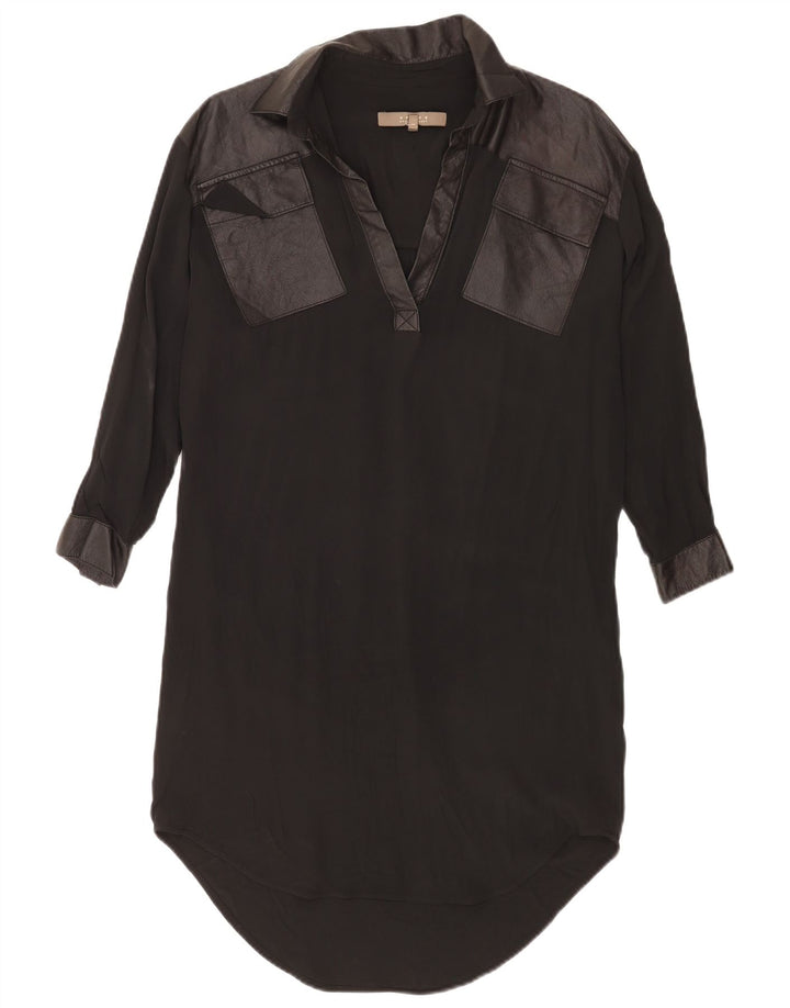 Vestido feminino vintage oversized UK 14 acetato preto médio