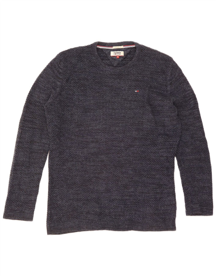 Suéter masculino Tommy Hilfiger com gola redonda, médio azul marinho manchado