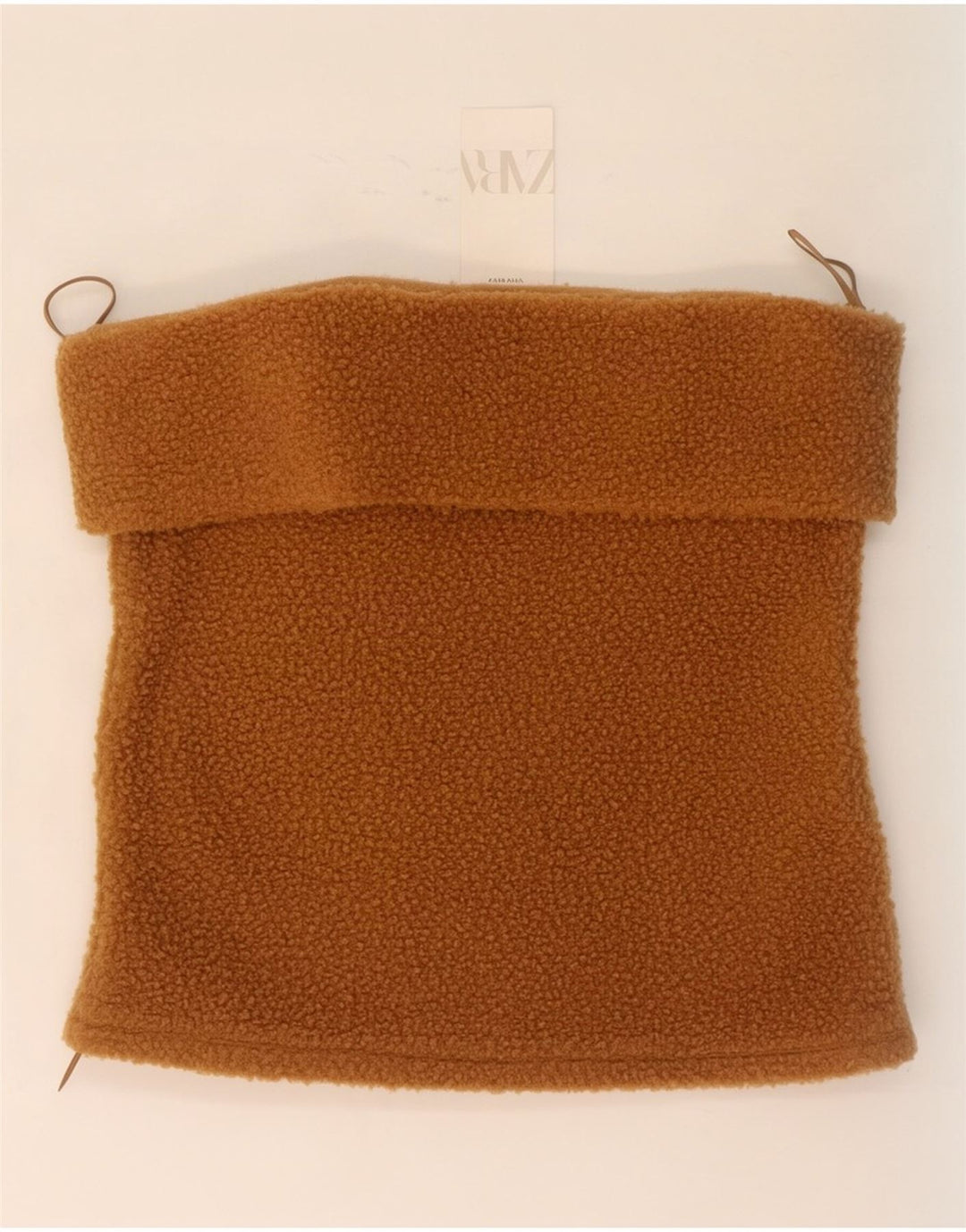 Zara Top feminino de lã sem alças UK 18 XL marrom poliéster