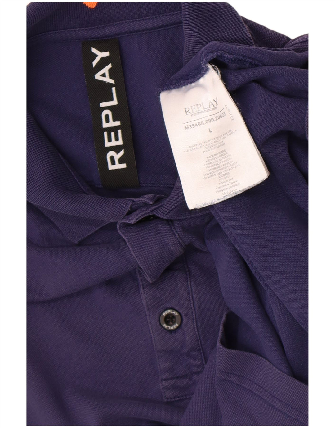 Camisa polo masculina Replay grande algodão azul marinho