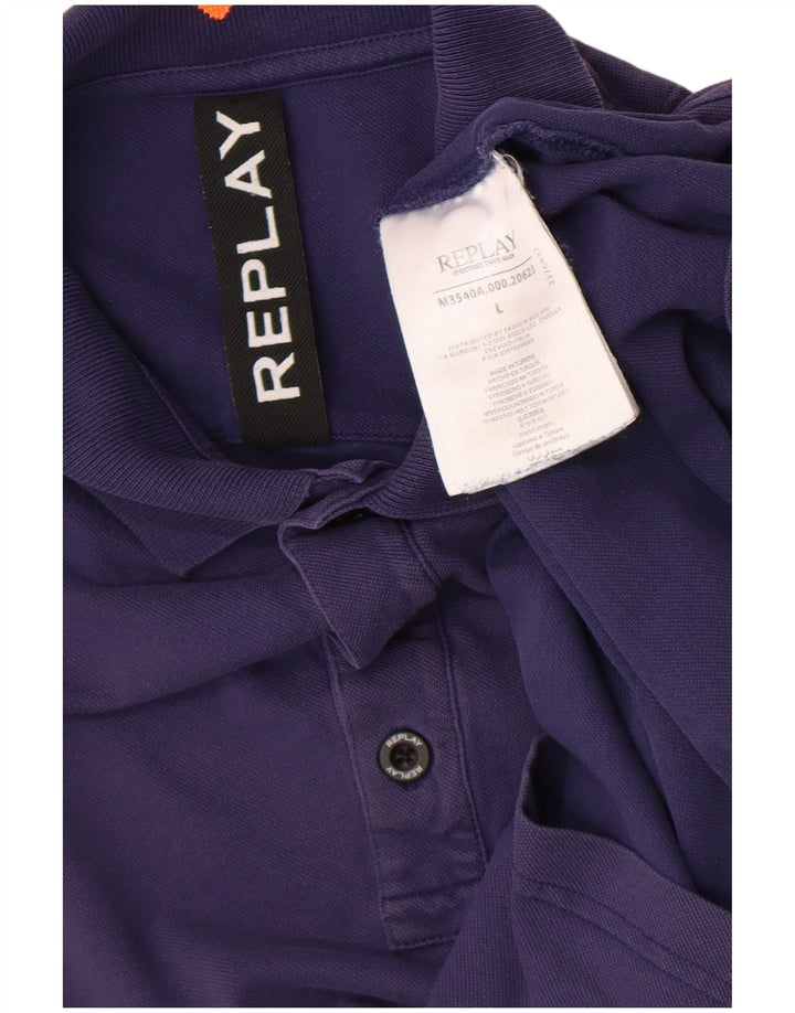 Camisa polo masculina Replay grande algodão azul marinho