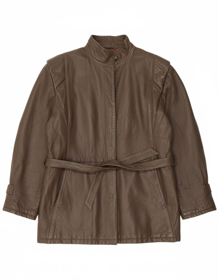 Jaqueta de couro feminina VINTAGE IT 48 XL couro marrom