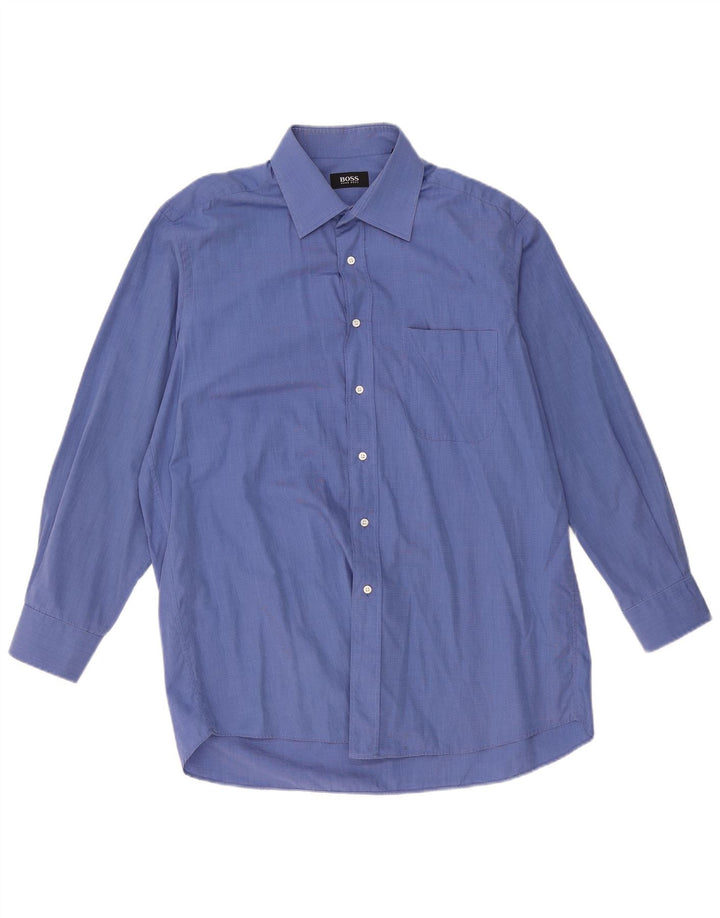 Camisa masculina Hugo Boss tamanho 43 17 XL algodão azul
