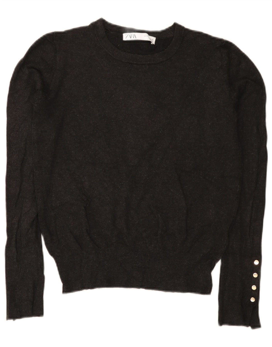 Zara Suéter feminino com gola canoa e gola redonda, Reino Unido 10, pequeno, cinza