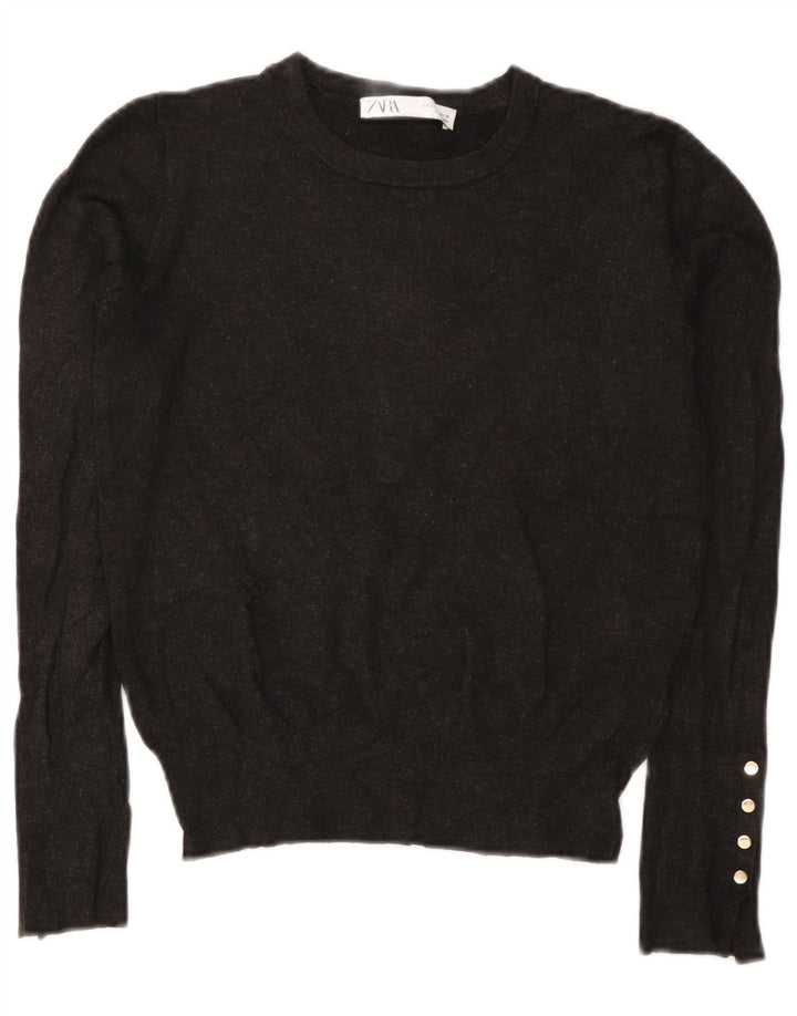 Zara Suéter feminino com gola canoa e gola redonda, Reino Unido 10, pequeno, cinza