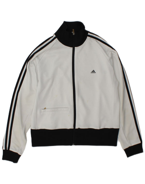 Adidas Womens Tracksuit Top Jacket UK 18 XL Branco Colourblock Poliéster