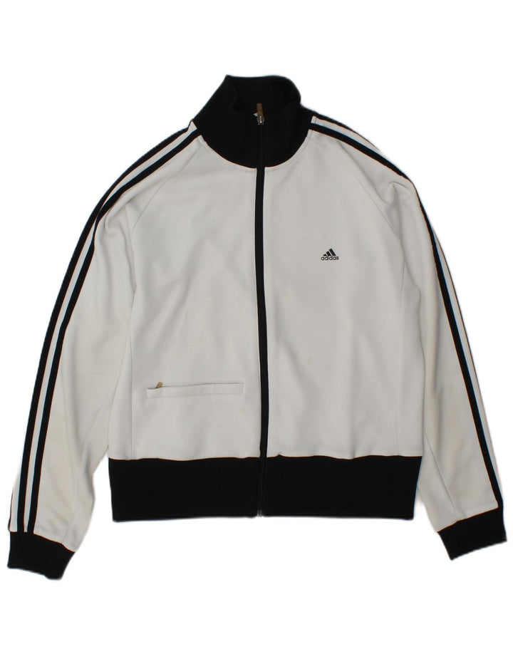 Adidas Womens Tracksuit Top Jacket UK 18 XL Branco Colourblock Poliéster