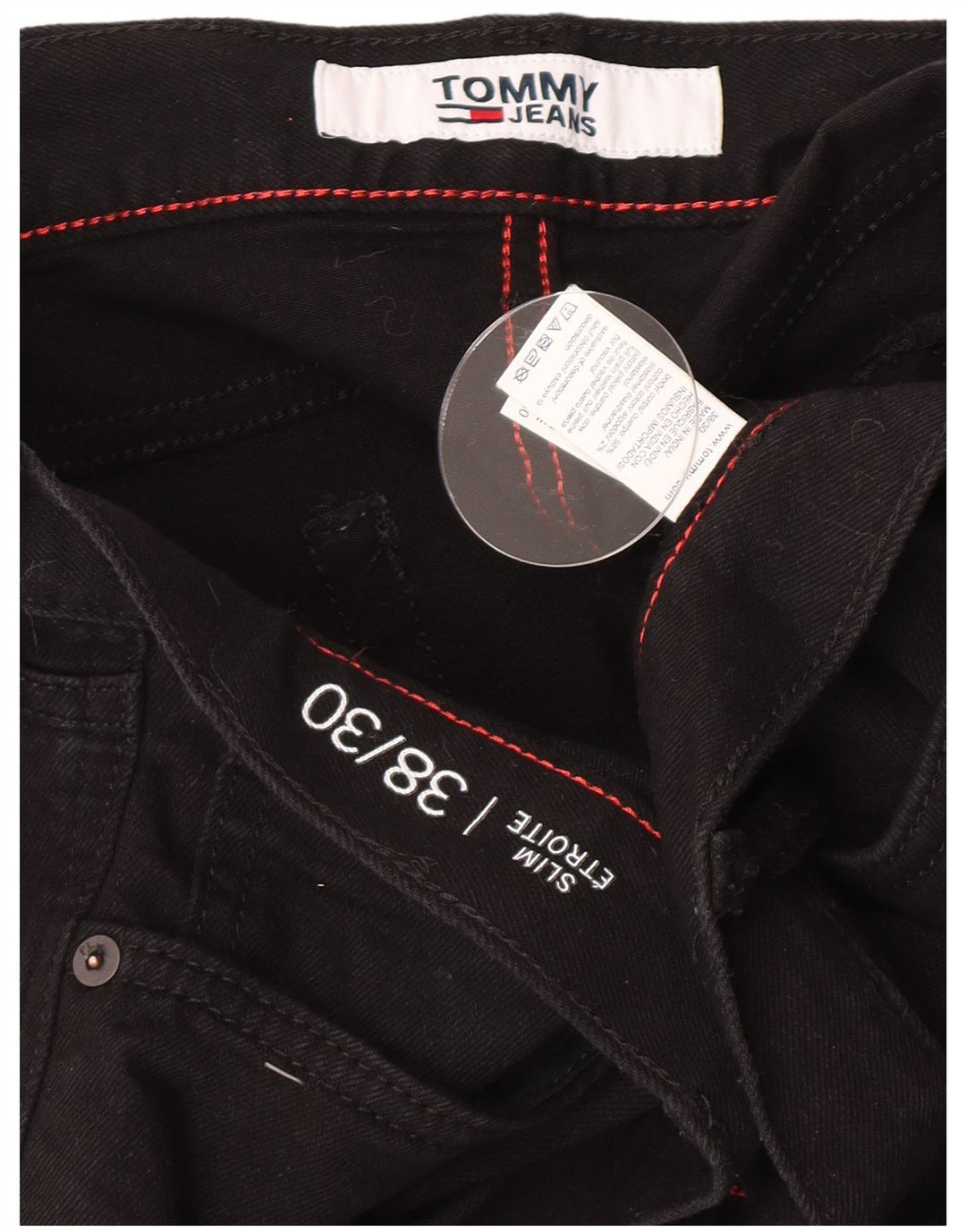 Tommy Hilfiger Masculino Slim Jeans W38 L30 Algodão Preto