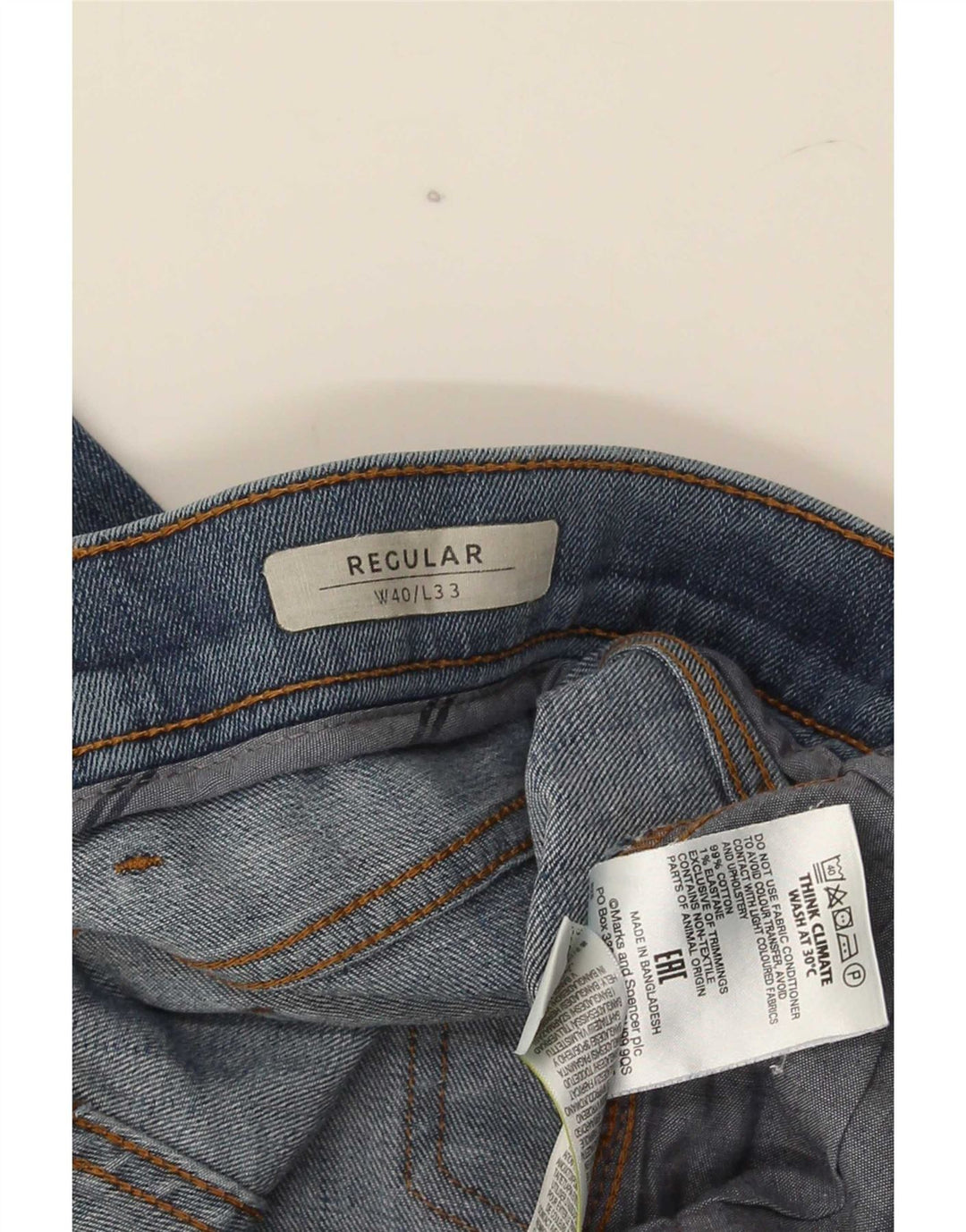 Jeans Marks & Spencer masculino regular fit reto W40 L33 algodão azul