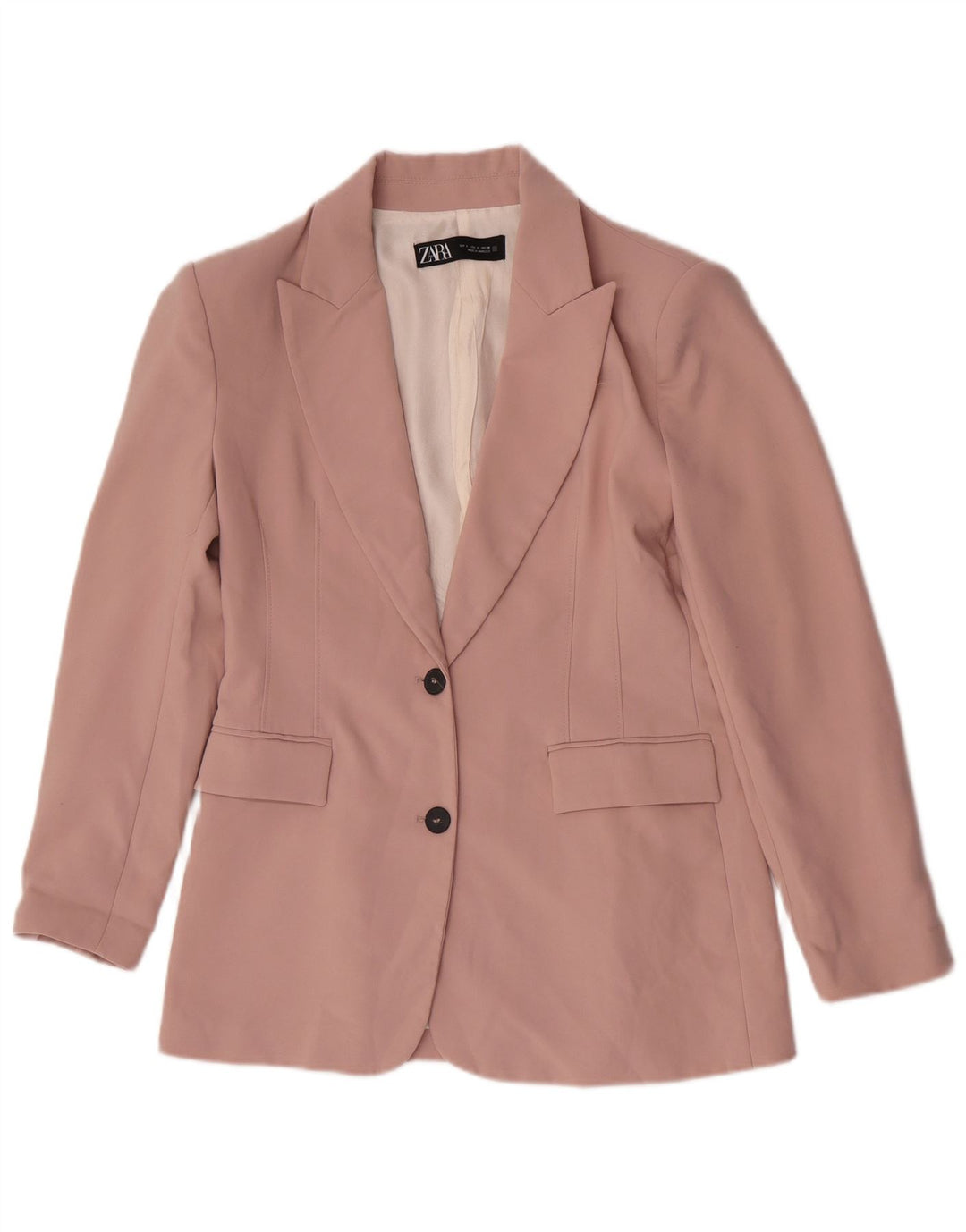 Terno feminino Zara com 2 botões e 2 peças Reino Unido 16 grande W32 L31 rosa poliéster
