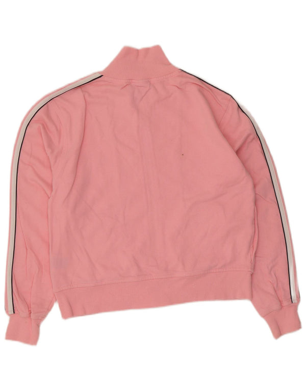 Adidas Womens Crop Tracksuit Top Jacket UK 14 Medium Pink Cotton