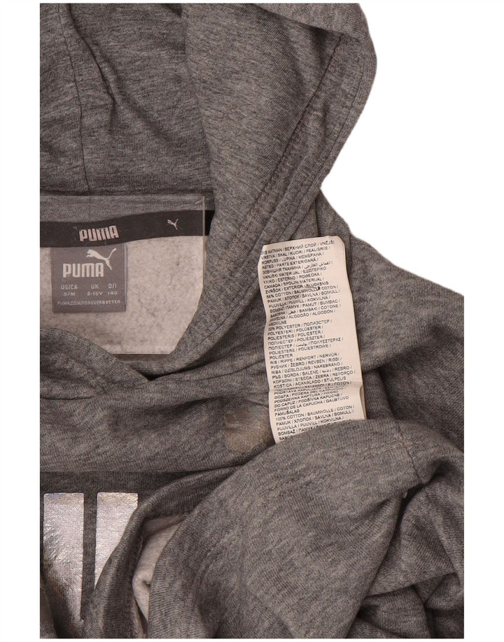 Suéter PUMA feminino com capuz e estampa gráfica 9-10 anos algodão cinza