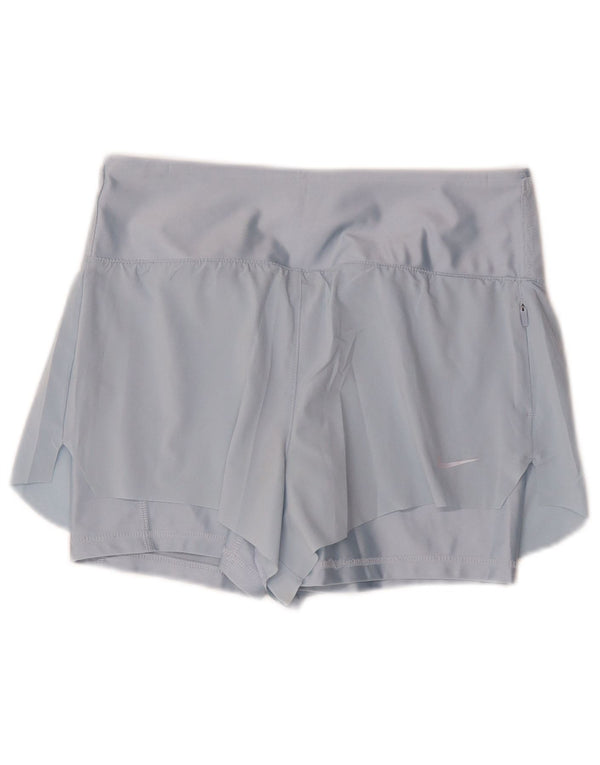 Shorts esportivos femininos Nike Dri Fit UK 10 pequeno azul poliéster