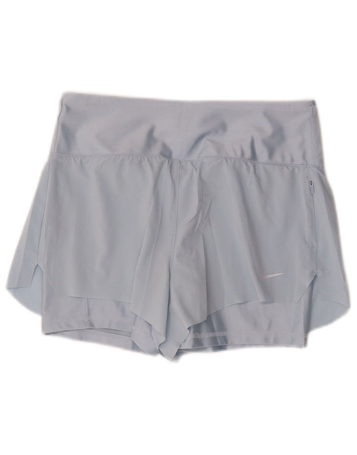 Shorts esportivos femininos Nike Dri Fit UK 10 pequeno azul poliéster