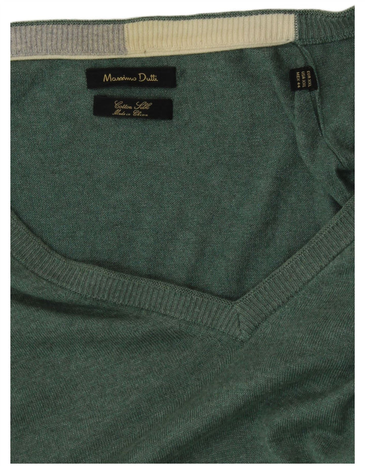 Suéter masculino MASSIMO DUTTI com decote em V 2XL algodão verde
