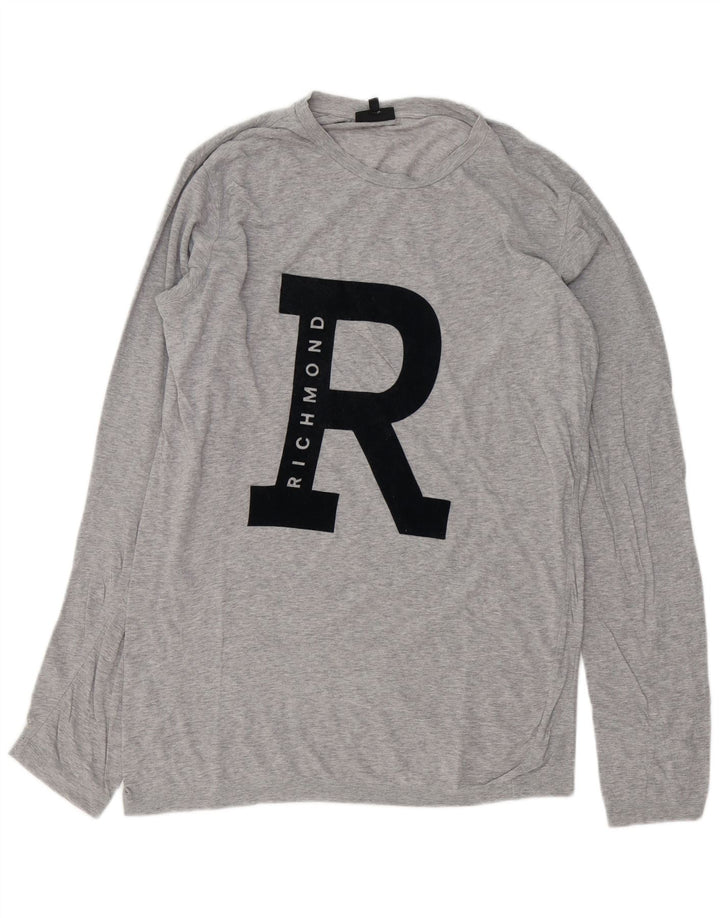 Richmond Mens Graphic Top manga comprida médio cinza manchado