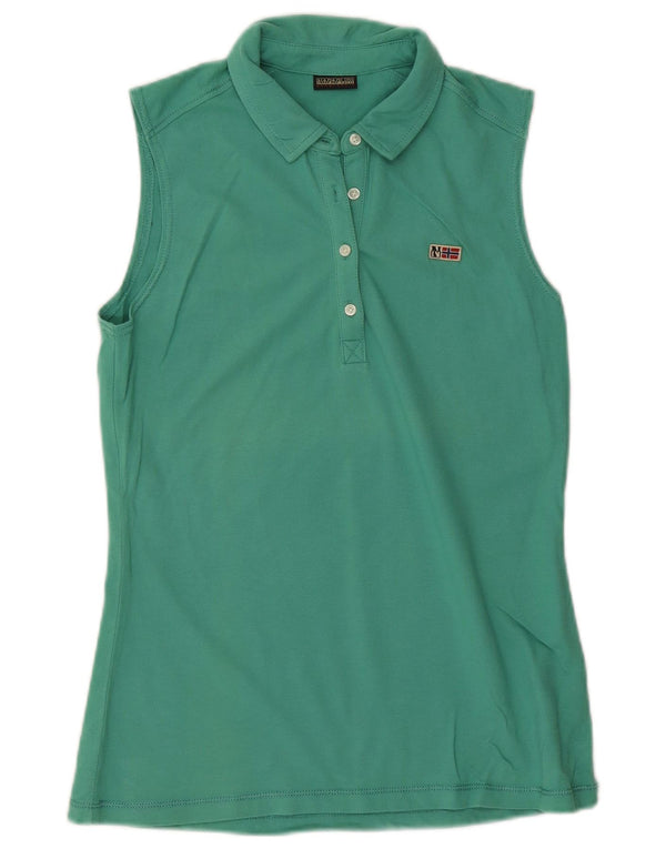 NAPAPIJRI Womens Geographic Sleeveless Polo Shirt UK 14 Large Green