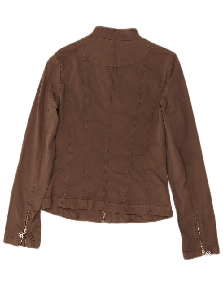Jaqueta bomber feminina Trussardi Jeans UK 8 pequena bege