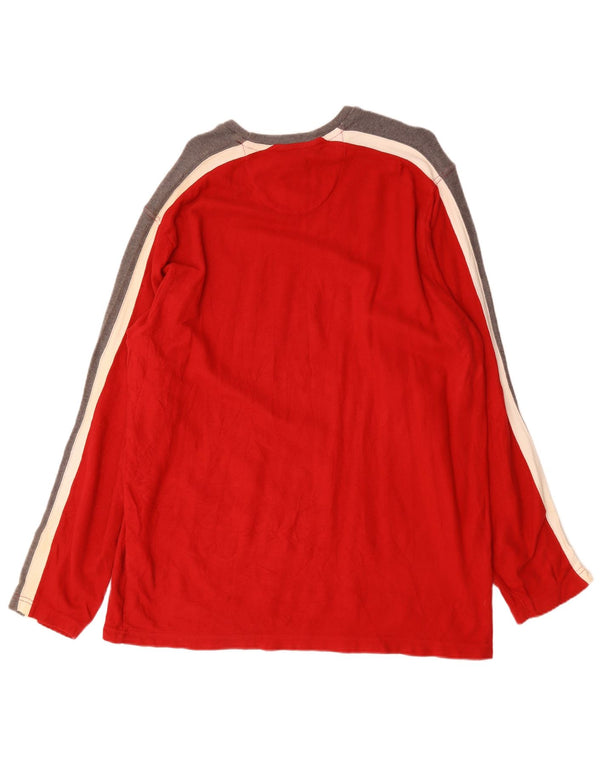 Chaps Ralph Lauren Mens Top Manga Longa XL Vermelho Colorblock Algodão