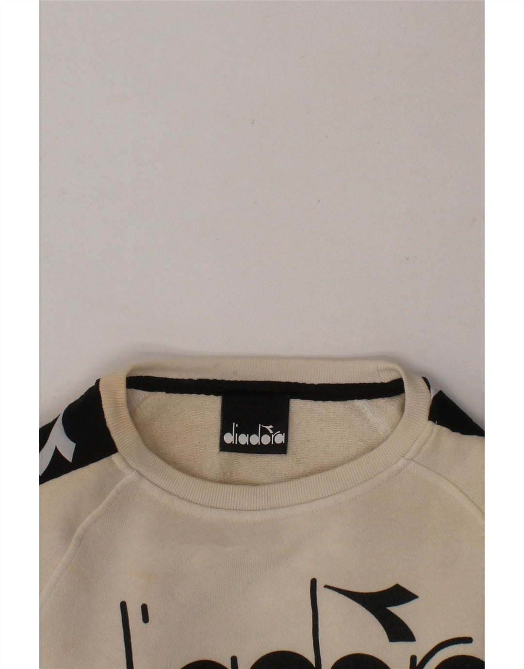 DIADORA Girls Graphic Sweatshirt Jumper 9-10 Years White Colourblock Vintage Diadora and Second-Hand Diadora from Messina Hembry 