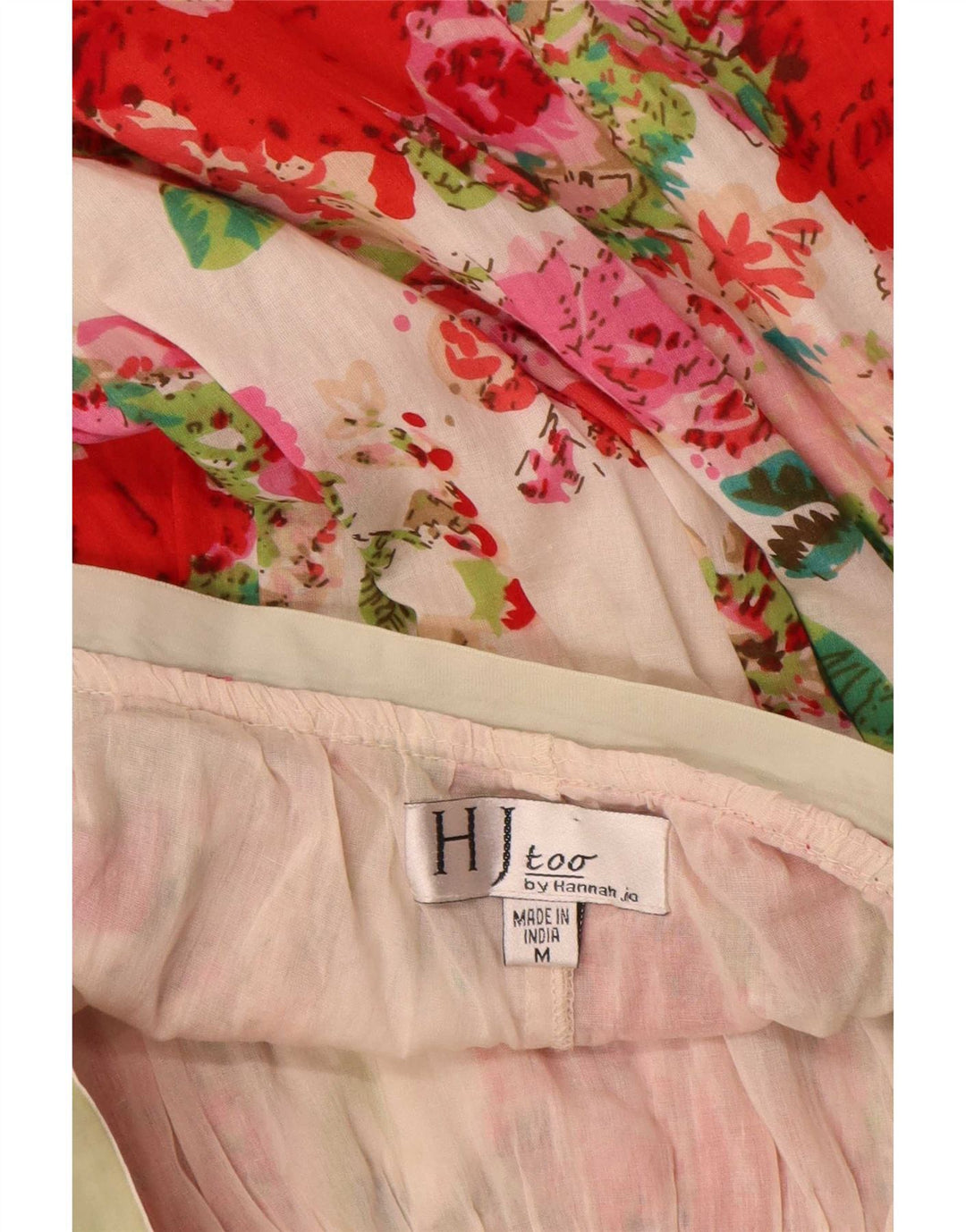 Saia feminina vintage evasê médio W30 algodão floral bege