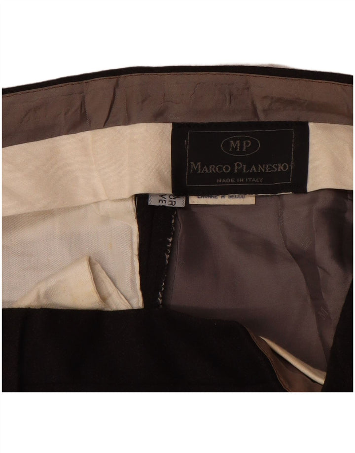 MARCO PLANESIO Masculino Pegged Suit Calça IT 52 XL W34 L33 Lã Preta