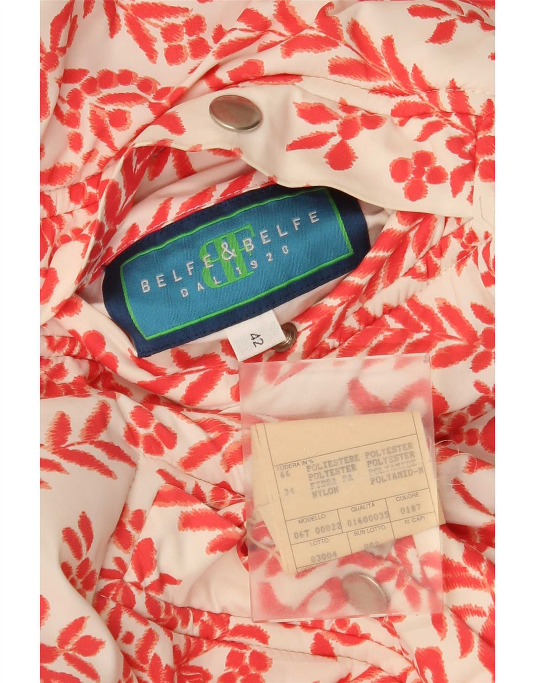 Belfe & Jaqueta feminina reversível com capuz grande IT 42 Médio Vermelho Floral