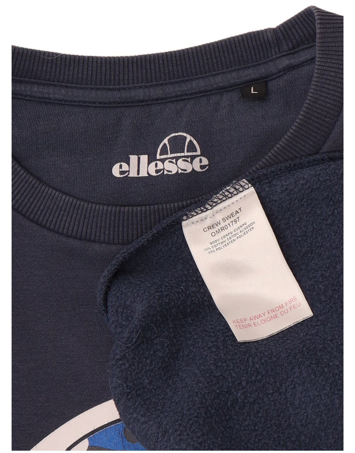 Ellesse moletom masculino jumper grande algodão azul marinho