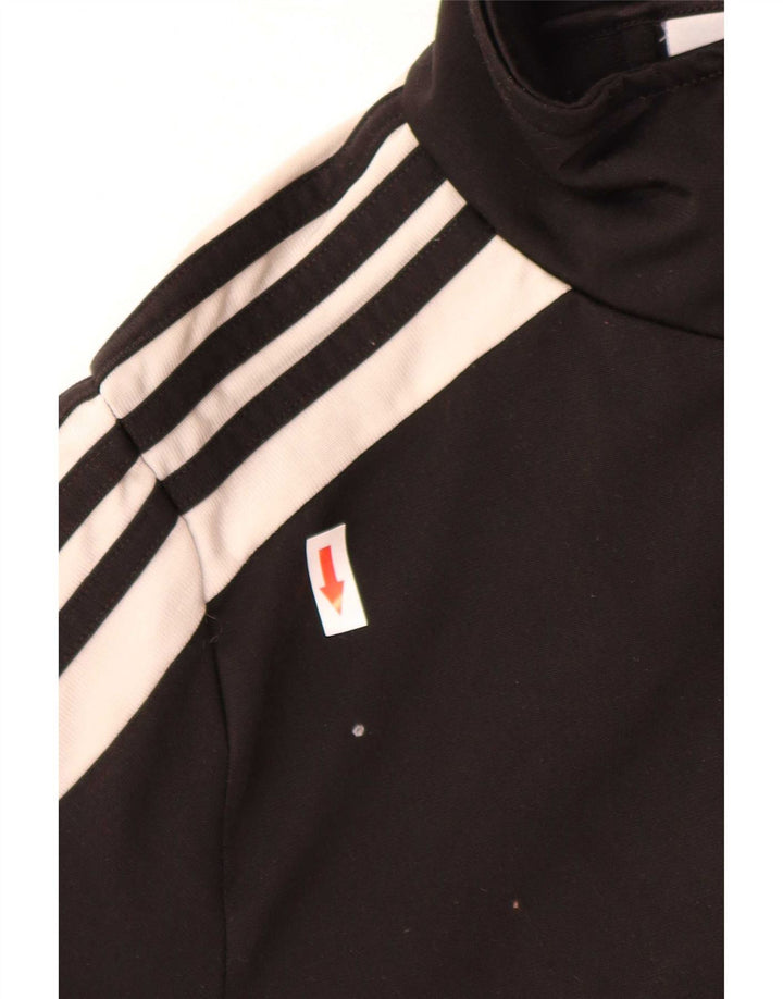Adidas Womens Tracksuit Top Jacket UK 14 Medium Black Colourblock Poliéster