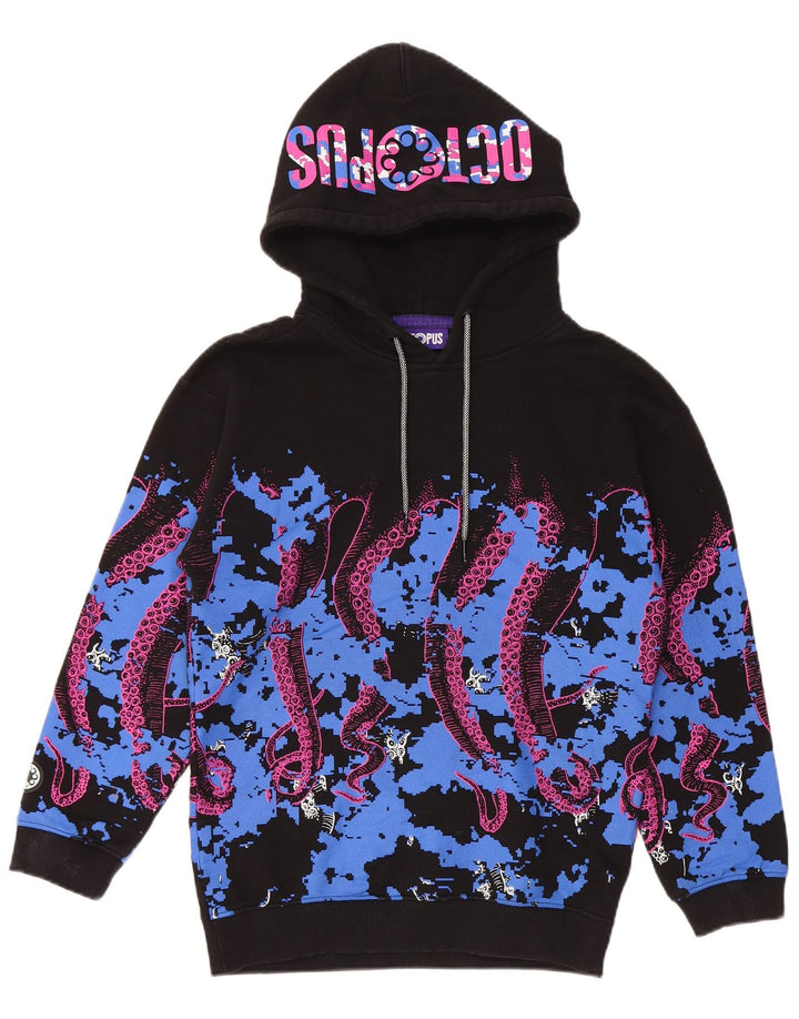 Jumper com capuz gráfico masculino OCTOPUS pequeno algodão colorido preto