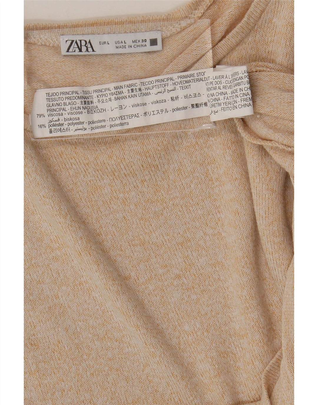 Blusa feminina Zara Top UK 14 grande viscose bege